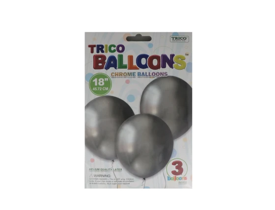 SILVER 18 INCH CHROME LATEX BALLOON
