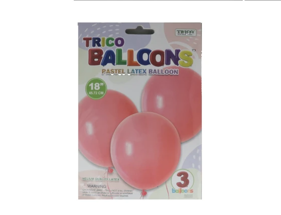 RED 18 INCH PASTEL LATEX BALLOON 3 PACK