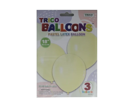 YELLOW 18 INCH PASTEL LATEX BALLOON 3 PACK