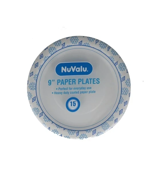 NUVALU 9 INCH PAPER PLATES 15 COUNT