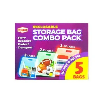 RI PAC RECLOSABLE STORAGE BAG COMBO PACK 5 BAGS