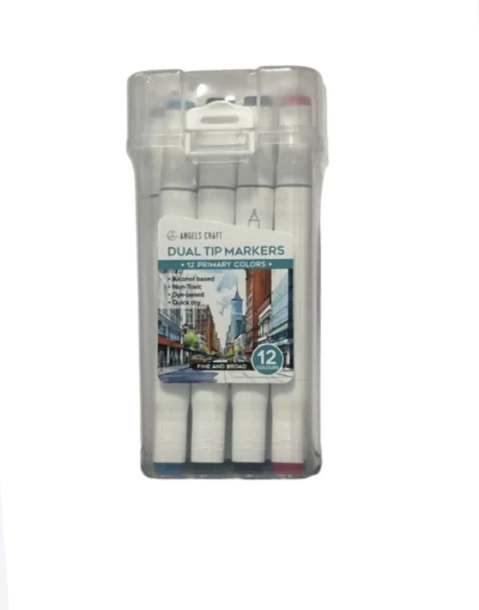 DUAL TIP MARKERS 12 PRIMARY COLORS