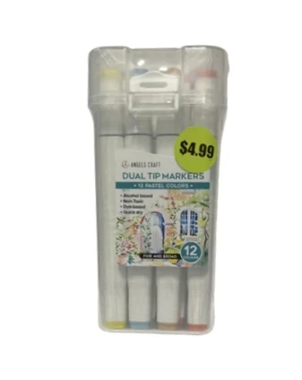DUAL TIP MARKERS 12 PASTEL COLORS