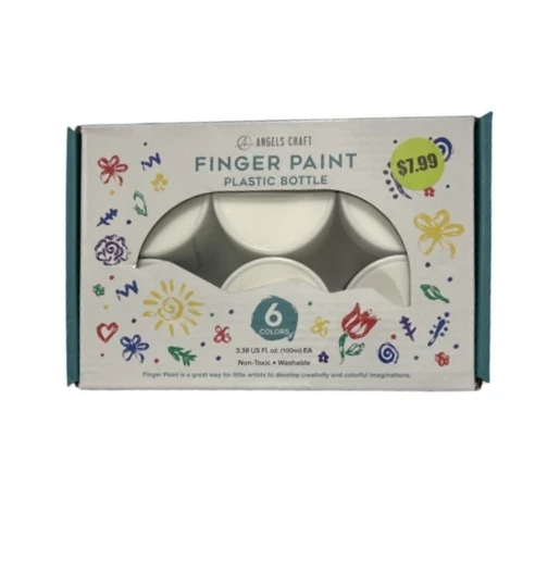 FINGER PAINT PLASTIC BOTTLE 6 COLORS