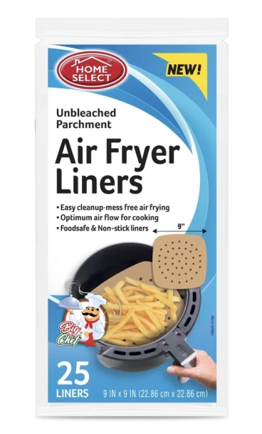 AIR FRYER LINERS 25 COUNT 9 X 9 INCH
