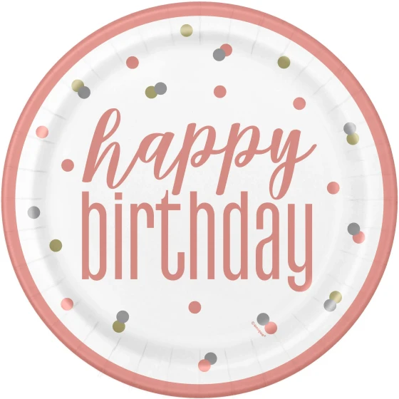 PINK HAPPY BIRTHDAY 9 INCH PLATE 8 COUNT