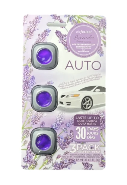 LAVENDER AIR FUSION CAR AIR FRESHENER CLIPS 3 PACK