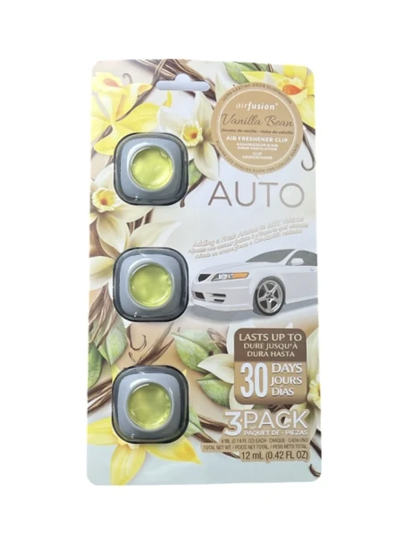 VANILLA BEAN AIR FUSION CAR AIR FRESHENER CLIPS 3 PACK