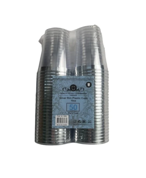 SILVER RIM CUPS 10 OZ 50 CUPS