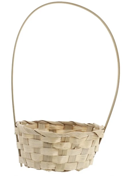 ROUND BAMBOO BASKET WITH HANDLE 7.87 INCH DIAMETER