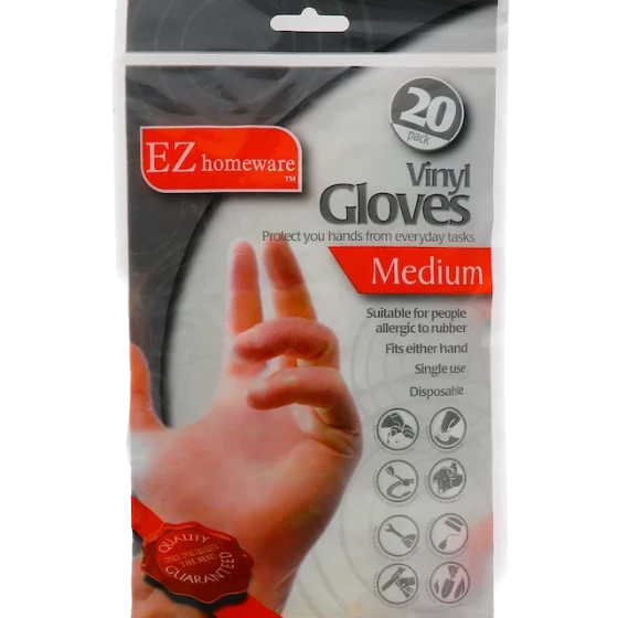 MEDIUM VINYL GLOVES 20 PACK