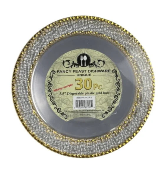 5.5 INCH DISPOSABLE PLASTIC GOLD BOWL 30 PCS