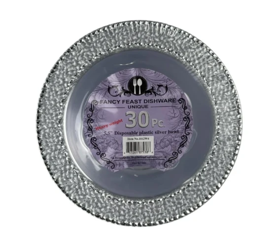 5.5 INCH DISPOSABLE PLASTIC SILVER BOWL 30 PCS