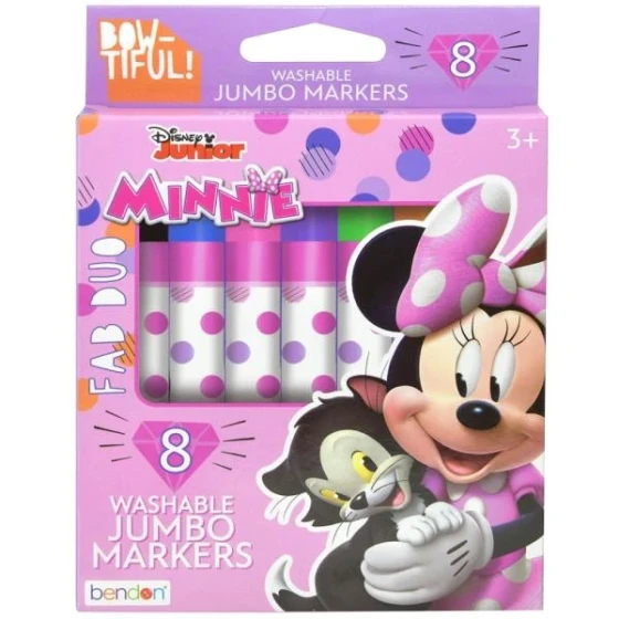 MINNIE MOUSE WASHABLE JUMBO MARKERS 8 PACK