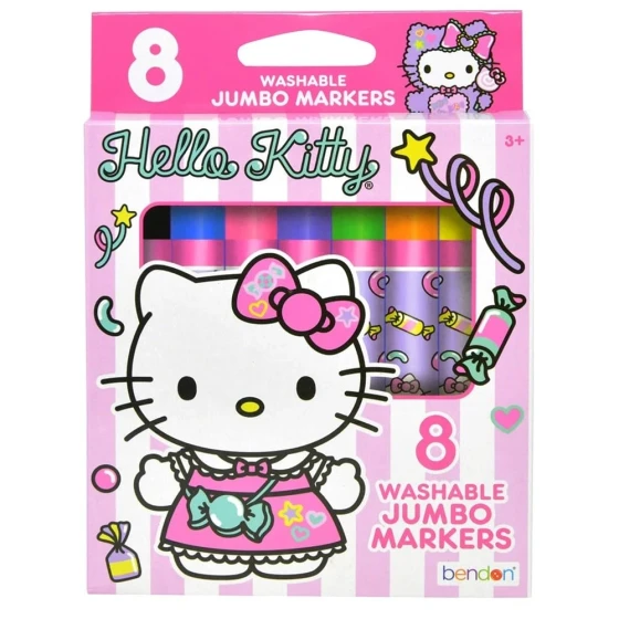 HELLO KITTY WASHABLE JUMBO MARKERS 8 PACK