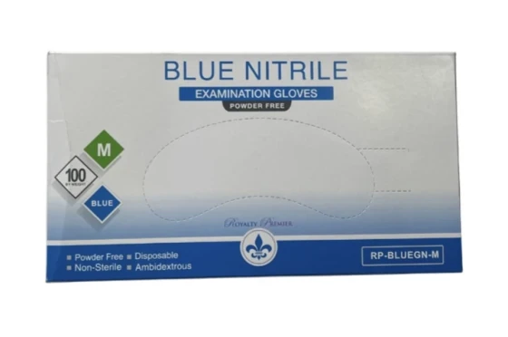 MEDIUM BLUE NITRILE EXAMINATION GLOVES 100 PACK