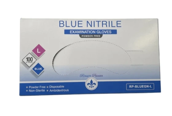LARGE BLUE NITRILE EXAMINATION GLOVES 100 PACK