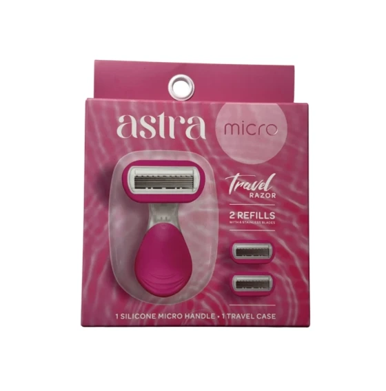 ASTRA PINK RAZOR MICRO TRAVEL 2 REFILLS