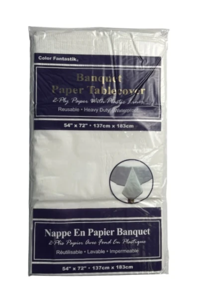 WHITE PAPER TABLECOVER 54 X 72 INCH