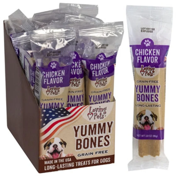 CHICKEN FLAVOR YUMMY BONES LONG LASTING 2.8 OZ