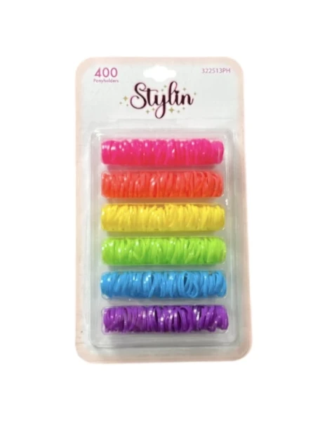 STYLIN MINI ELASTIC RUBBER BANDS COLORFUL 400 COUNT
