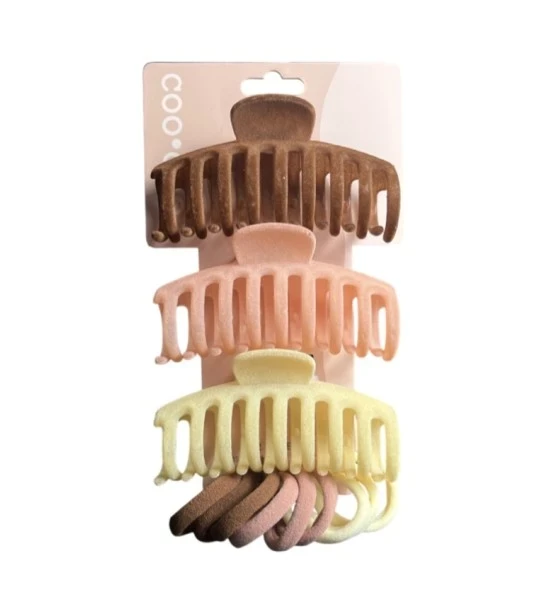 3 PACK HAIR CLIPS AND HAIR TIES