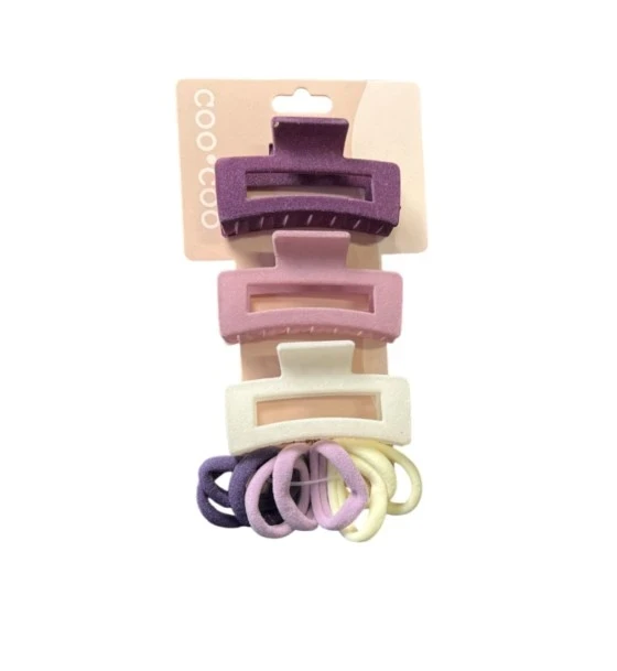 3 PACK HAIR CLIPS AND HAIR TIES