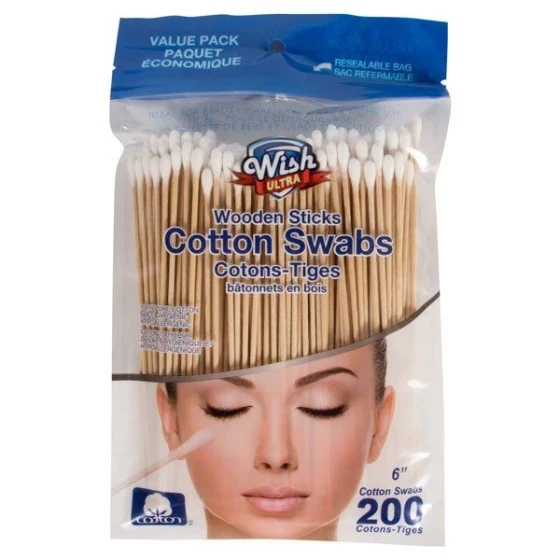 WOODEN COTTON SWABS 200 PCS 6 INCH