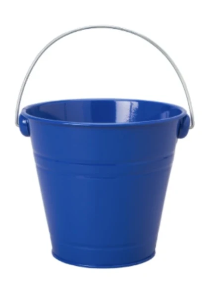 ROYAL BLUE TIN METAL PAIL BUCKET 10 X 10 X 9 INCH