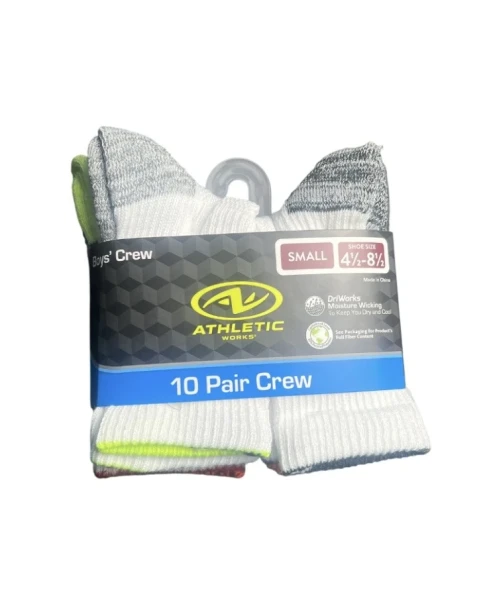 ATHLETIC 10 PAIR CREW SOCKS