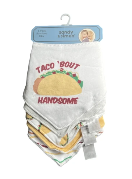 SANDY AND SIMON BANDANA BIBS 5 PACK