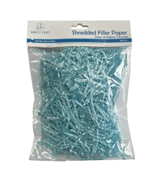 LIGHT BLUE SHREDDED FILLER APPROX 30 GRAMS
