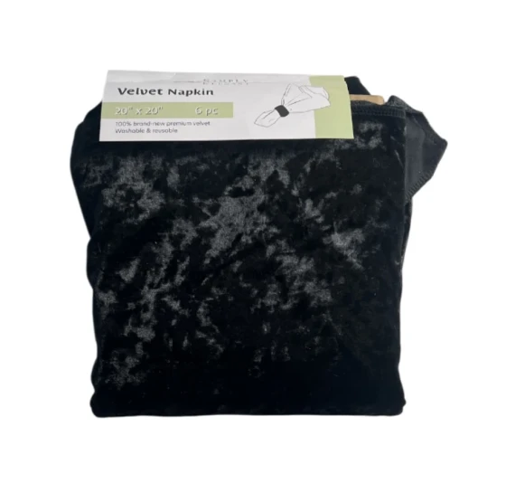 BLACK VELVET NAPKIN 20 X 20 INCH