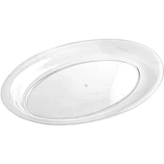 PLASTIC OVAL SERVING TRAY 12 X 8 INCH CLEAR