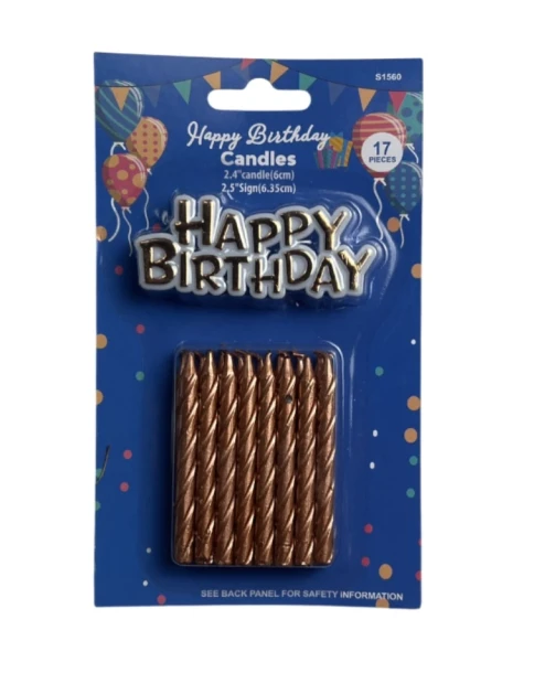 BROZNE HAPPY BIRTHDAY CANDLES 17 PCS