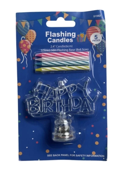 HAPPY BIRTHDAY FALSHING CANDLES 5 PCS