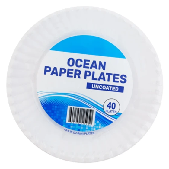 OCEAN PAPER PLATES UNCOATED 40 COUNT