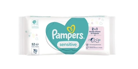 PAMPERS SENSITIVE BABY WIPES 52 COUNT
