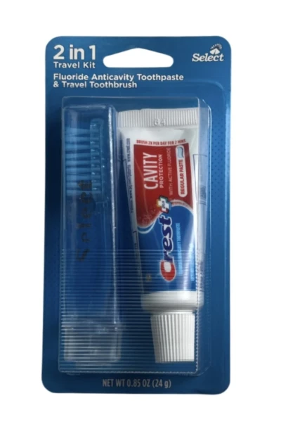 2 IN 1 TRAVEL KIT TOOTHPASTE AND TOOTHBRUSH
