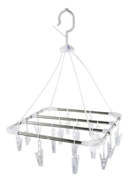 ESSENTIAL LAUNDRY CLIP AND DRIP HANGER 16 CLIPS 12.5 X 12.5 INCH