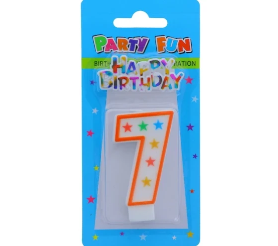 NUMERAL 7 BIRTHDAY CANDLE WITH DECORATION