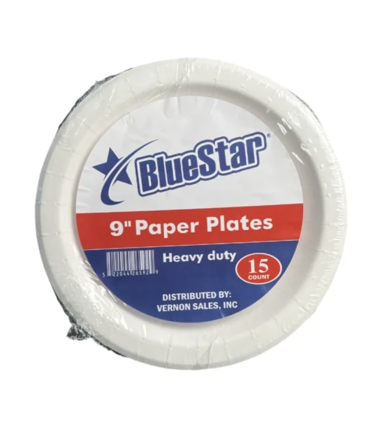 BLUESTAR 9 INCH PAPER PLATES 15 COUNT