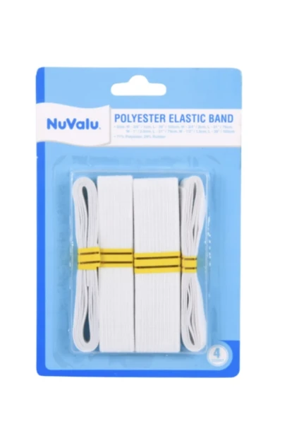 NUVALU WHITE POLYESTER ELASTIC BAND