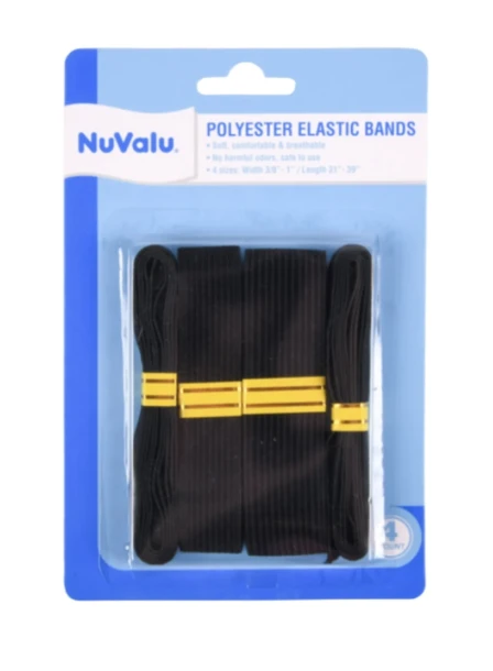 NUVALU BLACK POLYESTER ELASTIC BANDS