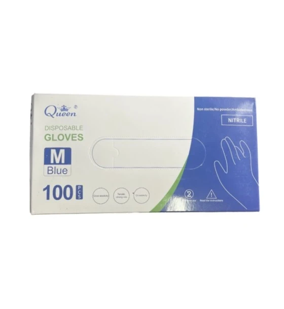 DISPOSABLE MEDIUM BLUE GLOVES 100 COUNT