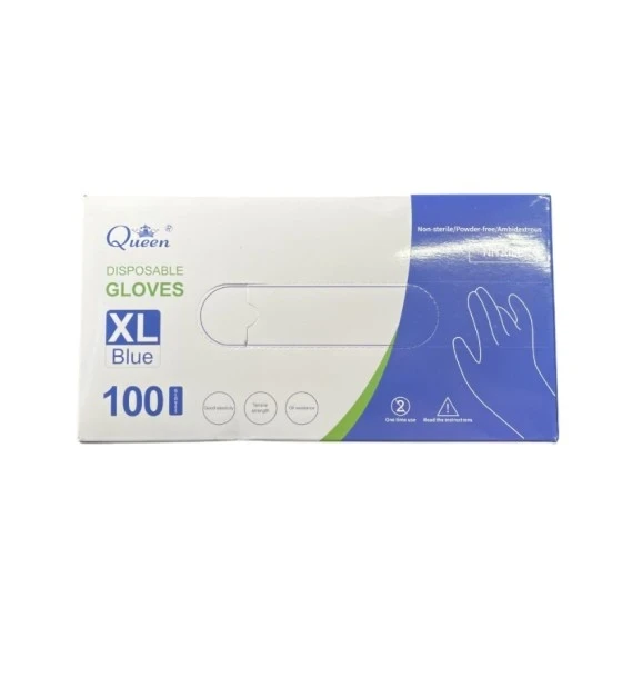 DISPOSABLE XL BLUE GLOVES 100 COUNT