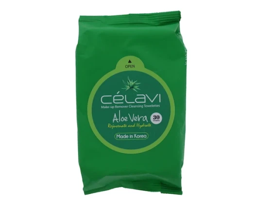 CELAVI ALOE VERA MAKEUP REMOVER CLEANSING WIPES 30 SHEETS