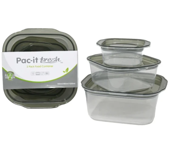 PAC IT FRESH 3 PACK FOOD CONTAINER 180 ML 480 ML 1000 ML
