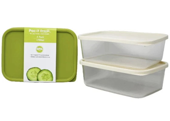 PAC IT FRESH PE LID FOOD CONTAINER 2 PACK 1790 ML