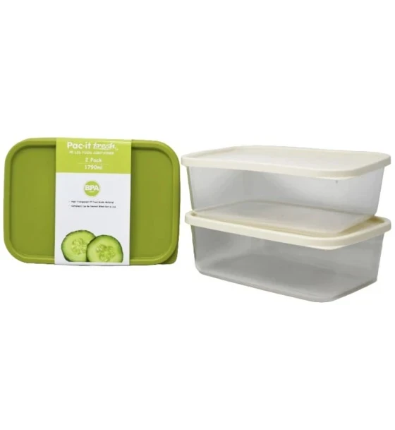 PAC IT FRESH PE LID FOOD CONTAINER 2 PACK 1790 ML